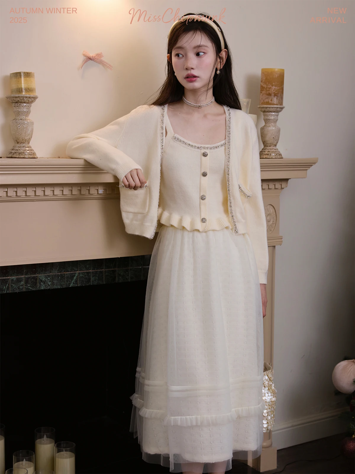 

Ele Knitted Vest Coat Polar Fce Anti-Pilling Sparkling Semi-Skirt by Huau Miss Paris ternoon Series Faion Women...