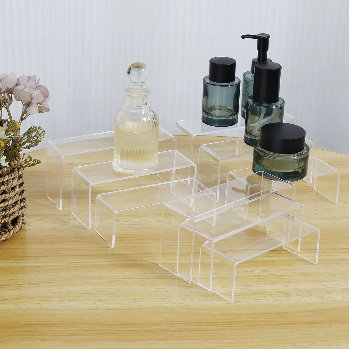 3/6/9Pcs Acrylic Display Stand Multifunctional Transparently Mini Model Storage Rack for Perfume Doll Jewelry Decor Organzier