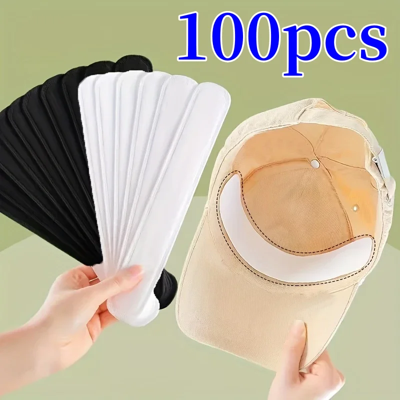 Image of 10/50/100 Stück Schweißabsorbierende Aufkleber für Sommerkappen, Schweißbänder, Visier-Hüllen, Größenreduzierer, selbstklebende Schweißabsorbierende Pads