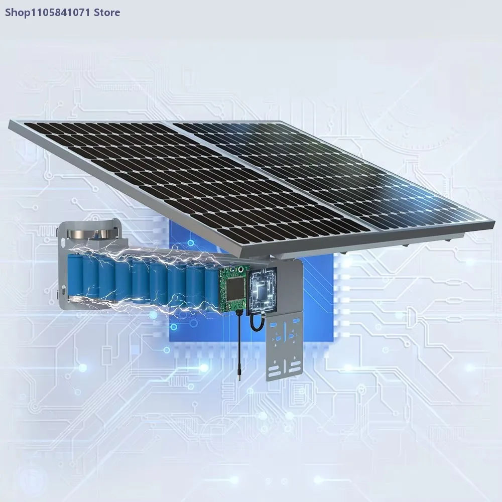 Solar Panel Kit DC12V Solar System with Metal Bracket and 100AH Lithium Battery for Outdoor CCTV Camera Security
