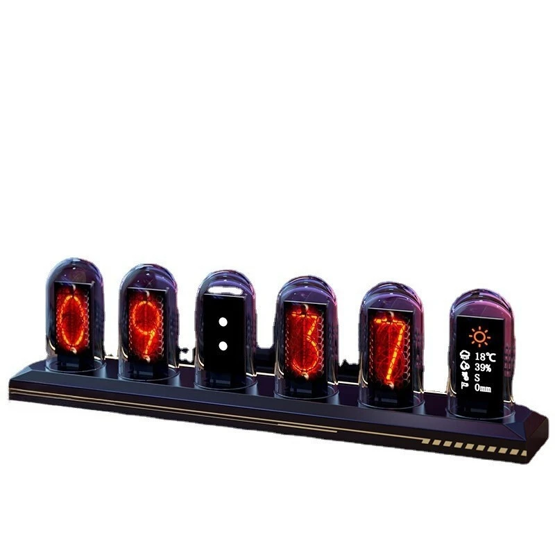 RGB aluminum alloy quasi-glow tube clock computer desktop ornament