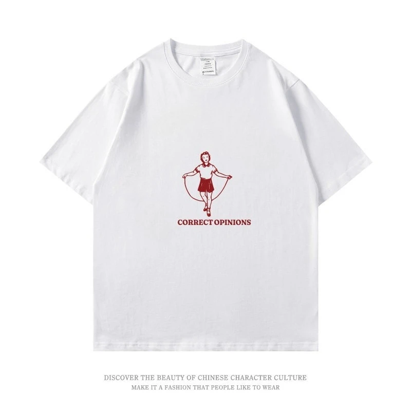 Men's And Women's American Style Fun Pure Cotton Printed Casual T-shirt Short Sleeved Summer Fashion Personalized
