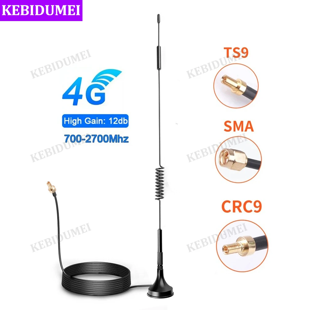 Cable de refuerzo de señal de antena Pigtail 4G, conector macho SMA, 12dBi, alta ganancia, 700-2700MHz, GSM, enrutador externo, LTE, magnético