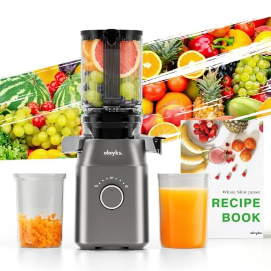 

Cold Press Juicer for Fruit and Vegetable Masticating Machine with Juice Recipe Self Feeding Effortless Batch Juicing Easy to C