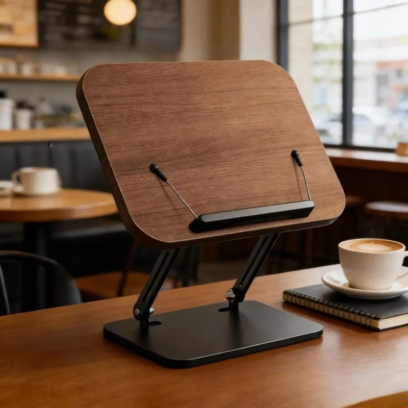 wooden-rotating-book-stand-for--multifunctional-solid-wood-reading-holder-adjustable-book-end-extendable-bookshelf