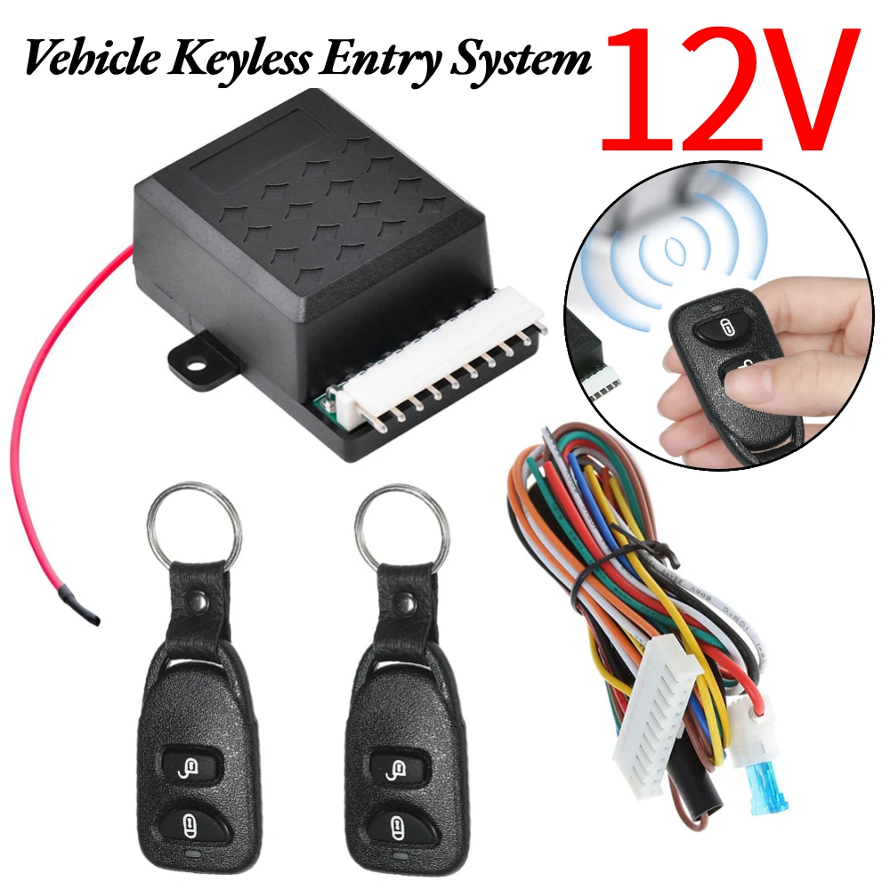 

12V Vehicle Keyless Entry System with 2 Remote Control Auto Locking Security Keyless Entry Kit Universal Vehicle Door Lock