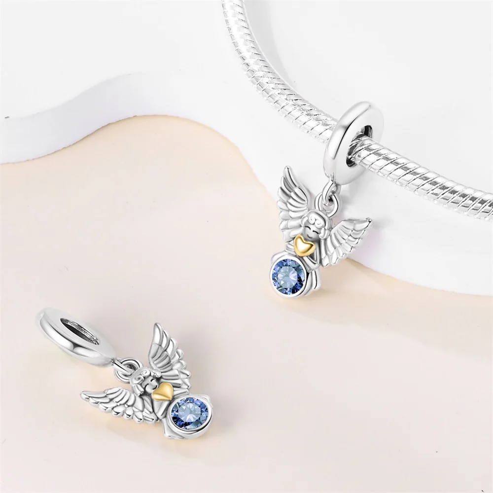 

Подвески из стерлингового серебра 925, оригинальные бусины «Маленький ангел», подходят для браслета, ювелирные изделия, женский подарочный аксессуар «сделай сам»