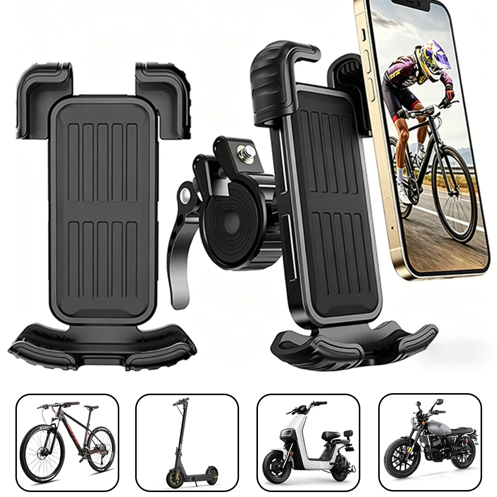 

Metal Bike Phone Holder Mount Motorcycle Phone Mount with Security Lock Electric Bicycle Phone Holder Handlebar with Soft Cushio