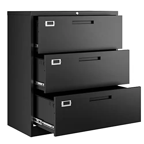 Lateral 3 Drawer File Cabinets with Lock, Metal Filing Storage Vertical Cabinets,Home Office Furniture for Organization