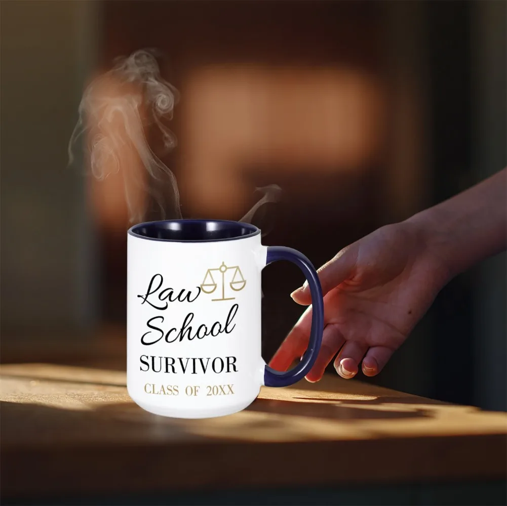 Funny Mug Law School Survivor Class Of 2024 Graduation Coffee Tea Cup for Law Student Graduates 15oz Home School Water Juice Cup