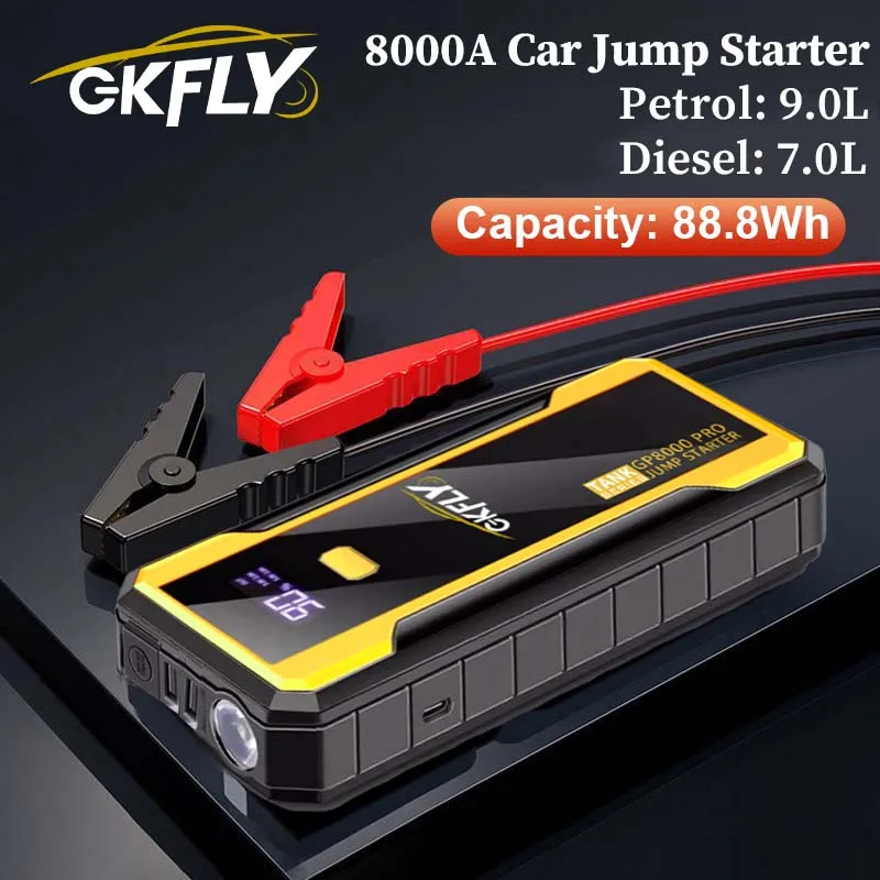 

GKFLY Car Jump Starter 8000A Power Bank Car Booster Charger 12V Starting Device Petrol Diesel Car Emergency Power Supply