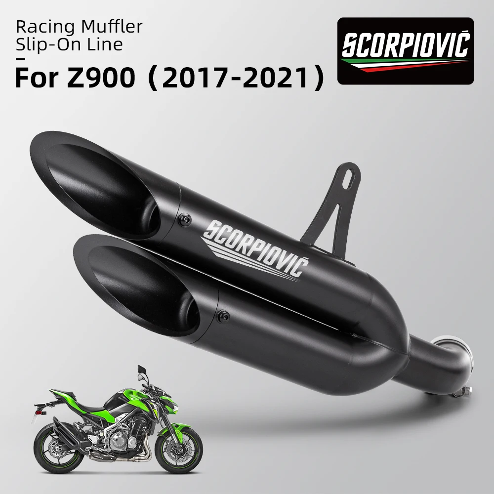 Double outlet motorcycle exhaust silencer, Upgrade kit, Complete side system, link pipe for Z900,Ninja900 2017-2021