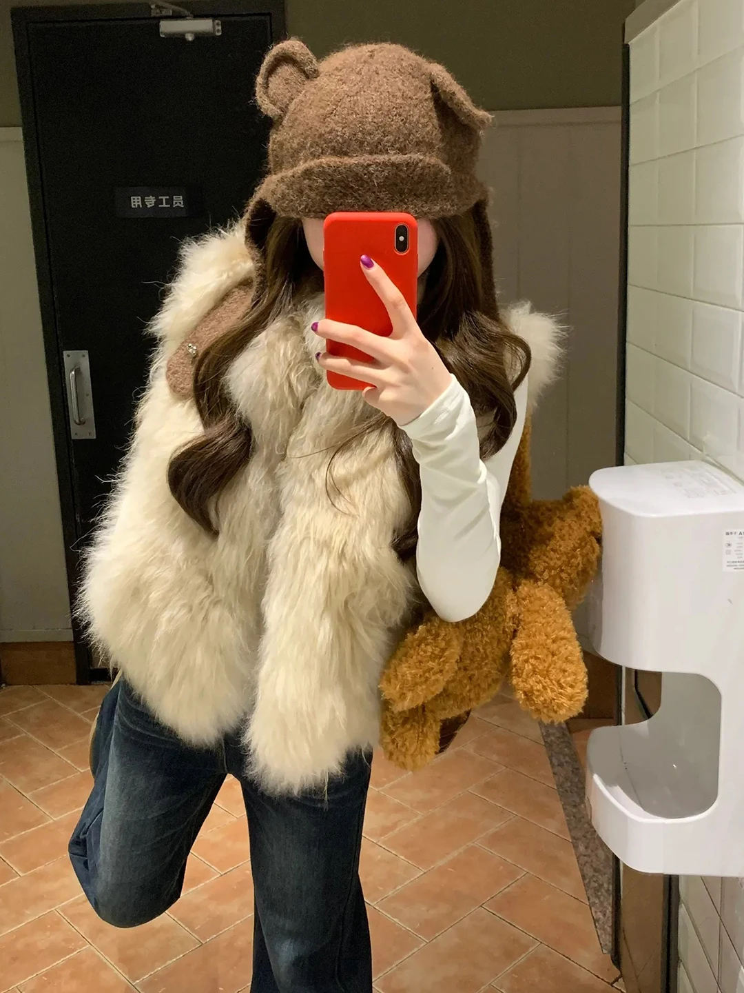 

Lamb Wool Jacket Plus Size Woman Sport Student Style Anti Freezing Button Through Detail Fancy Vintage College Baseball Canvas