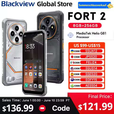 NEW Blackview FORT 2 Rugged Smartphone 6.56" HD+ I...
