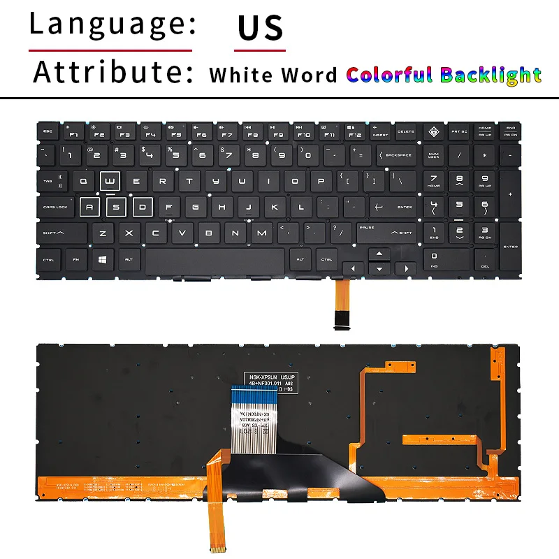 Teclado Original para ordenador portátil con retroiluminación, para HP Omen 15-DC 15-DC1018ca 15-DC1008ca/0108TX 15-dc000 TPN-Q211, EE. UU., ruso, TPN-C143