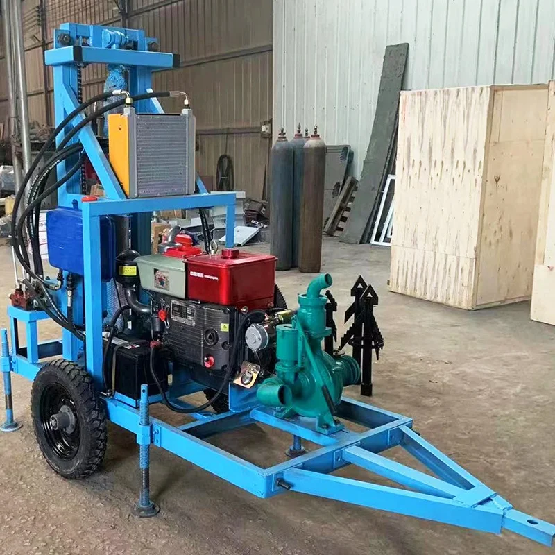 Custom-designed Diesel-hydraulic Mini Water Well Drilling Rig, Maximum Drilling Depth 200 Meters High-quality Drilling Machine.