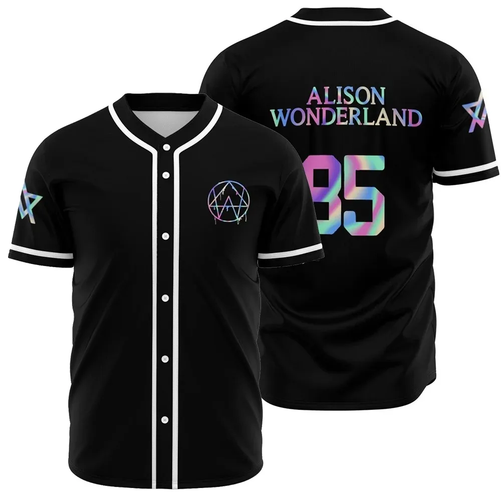 Alison Wonderland 85 Baseball Jersey Harajuku Thin button Baseball Uniform Funny Baseball Jersey Fro Fan