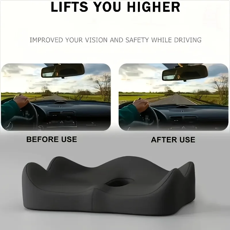 1pc Summer Breathable Car Seat Cushion, Memory Foam Coccyx Pad, Fashionable,Comfortable, Anti-Slip Soft Support, Water Washable