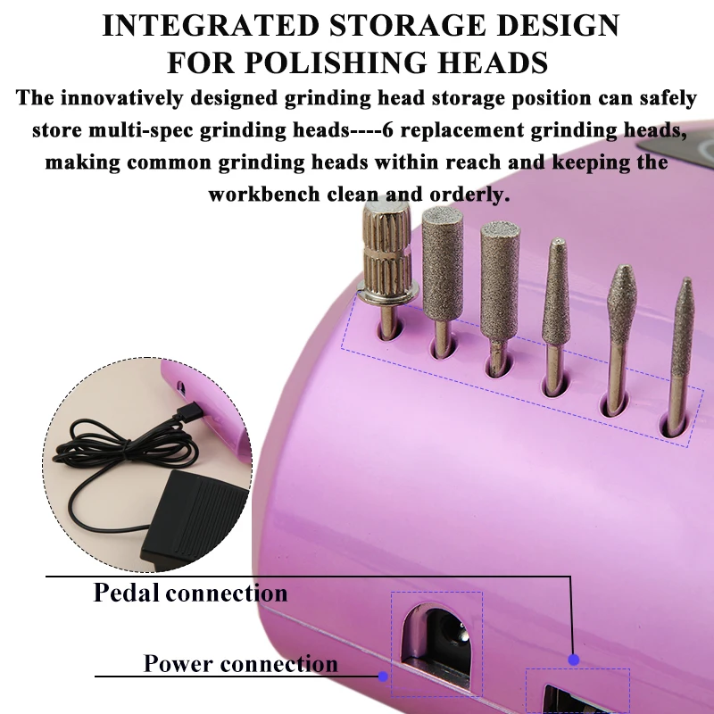 30 ワット 45000RPM ネイルドリルマシンキットプロフェッショナルネイル旋盤サンダー大型液晶画面電気マニキュアポリッシャー爪用