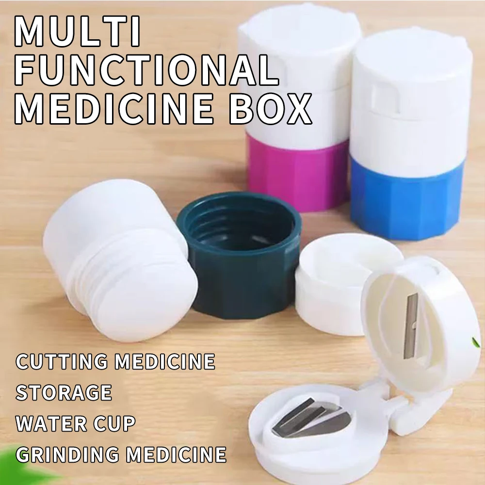 Mini caixa de remédios portátil para viagem, quatro caixas de tesouro, máquina de corte e moagem doméstica para cozinha e casa