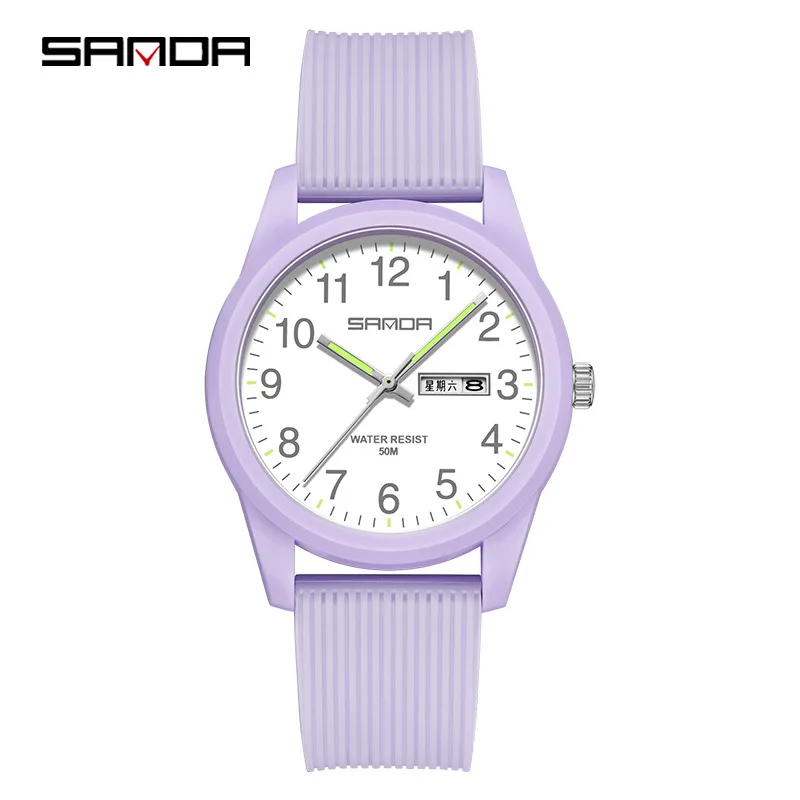 SANDA 6088 6089 Simple Couple Sport Watch Japan Original Battery Quartz Wristwatch Women Men Watches Waterproof Clock New Style