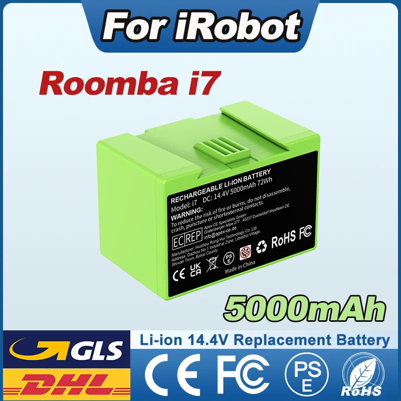 14,4V 5000mAh Akku für iRobot Roomba i7, kompatibel mit Roomba e- und i-Serie i3 i3+ i4 i4+ i5 i6 i7 i7+ i8 E5 5150 E6 6198