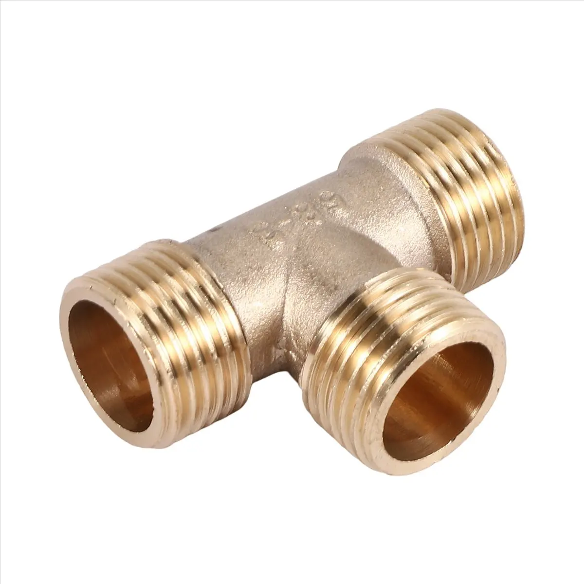 【NEW】Brass T Shape Water Pipe Equal Male Tee Adapter Connector 1/2