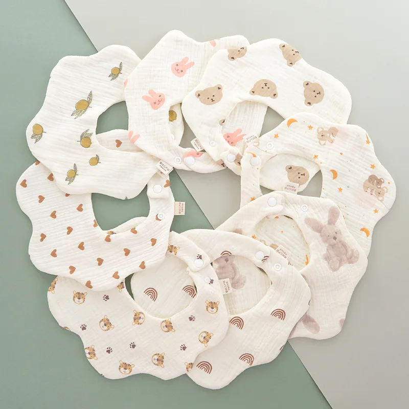 2/3pcs Korean Style Cotton Gauze Baby Feeding Bibs Soft Petal Infants Print Saliva Towel Newborn Toddler Burp Cloth Kids Bib