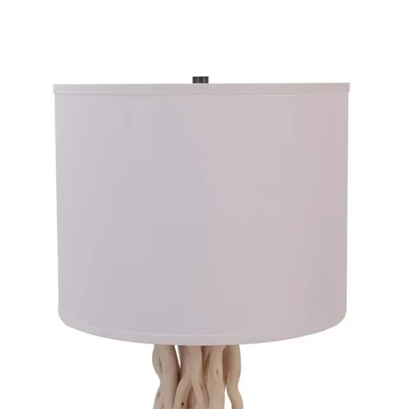 Hotel Decorative Natural Wooden Bedside Lamp E27 Driftwood Fabric Shade Wood Table Lamp for Home Restaurant Decor
