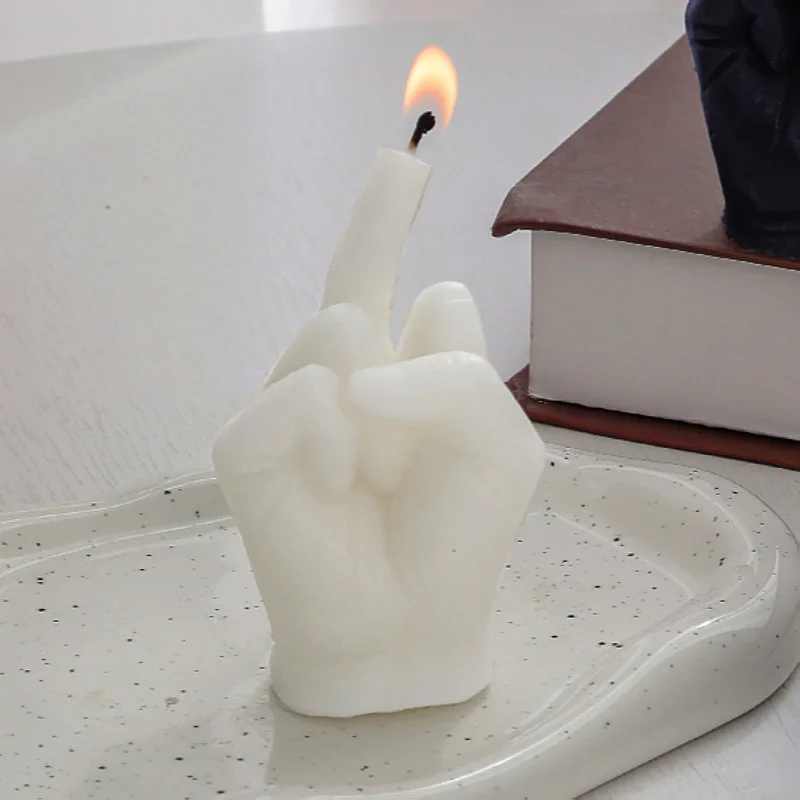 Creative middle finger shape gesture scented candle niche fun quirky little gifts home decor birthday gift