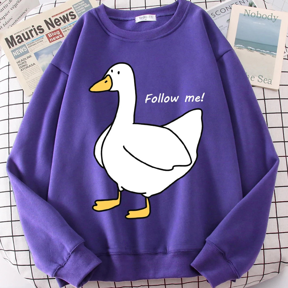 

Мужская толстовка с принтом Follow The Goose, повседневный модный пуловер, свободный винтажный пуловер с круглым вырезом и длинными рукавами, унисекс, осенняя флисовая одежда