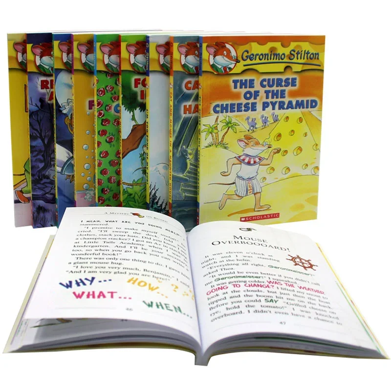 10 Books Geronimo Stilton 1-10 Mouse Reporter English Color Picture Adventure Novel Manga Comic Story Chapter Book Kids Children