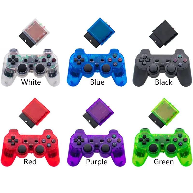 Joystick Inalámbrico Transparente para PS2, Control Remoto de 2.4G con Vibración para Consola PS2