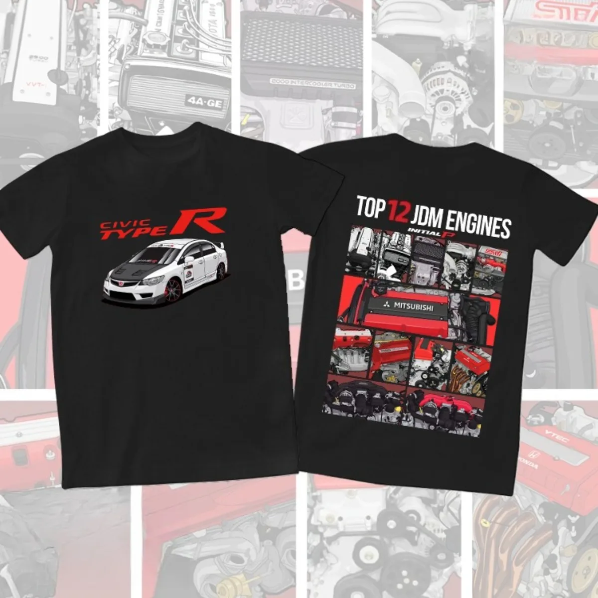 

Honda Civic FD2 Sports Car K20 Engine Fit Car JDM Racing T-shirt Short-sleeved Cotton Cultural Shirt Customization