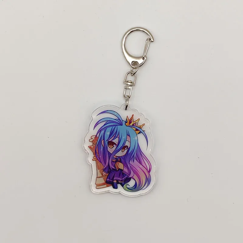 Anime NO GAME NO LIFE Shiro SD Cute Acrylic Key Chain Keyring Strap Figure Hanging Accessories Keychain