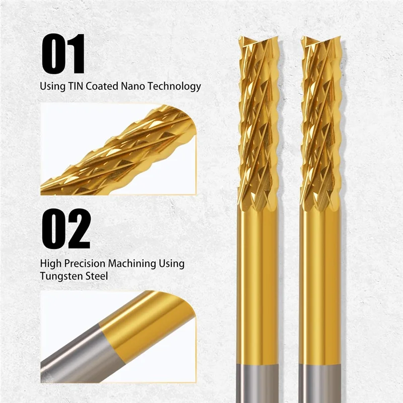 

Наборы концевых фрез RALCA, 10 шт., концевая фреза с титановым покрытием, хвостовик 1/8 дюйма, 0,6-1,5 мм, концевая фреза микротипа, гравировальные биты, фрезы с ЧПУ