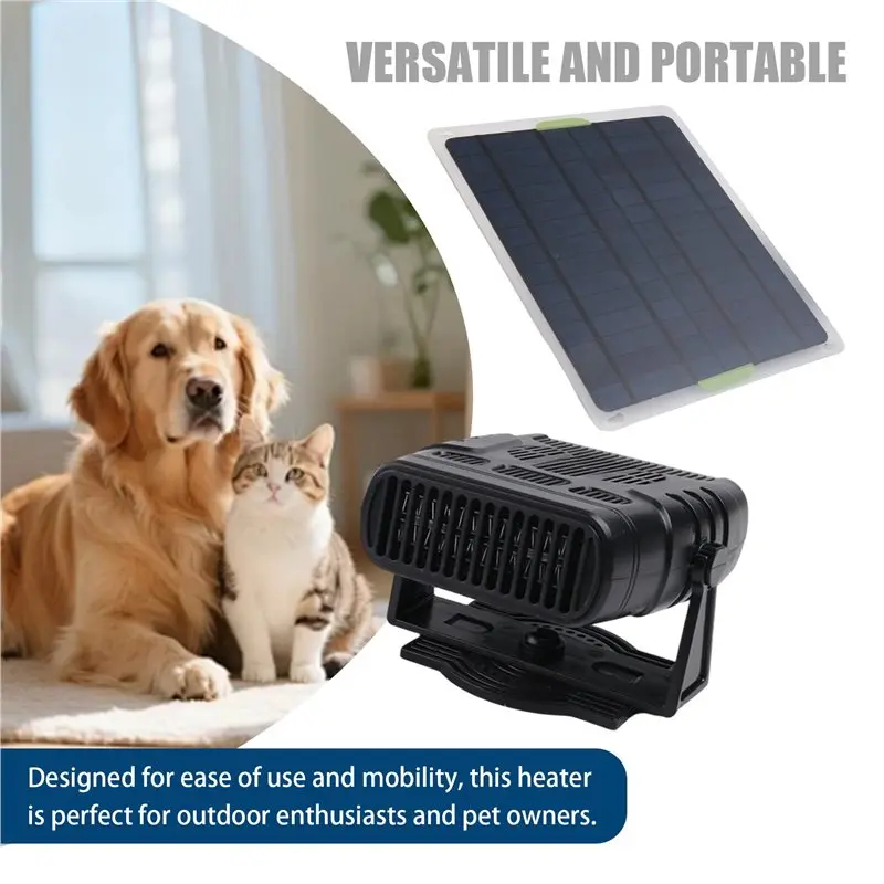ABKQ-Portable Solar Panel Heater 12V 20W Outdoor Camping, Car, And Pet Warmer Efficient Heating