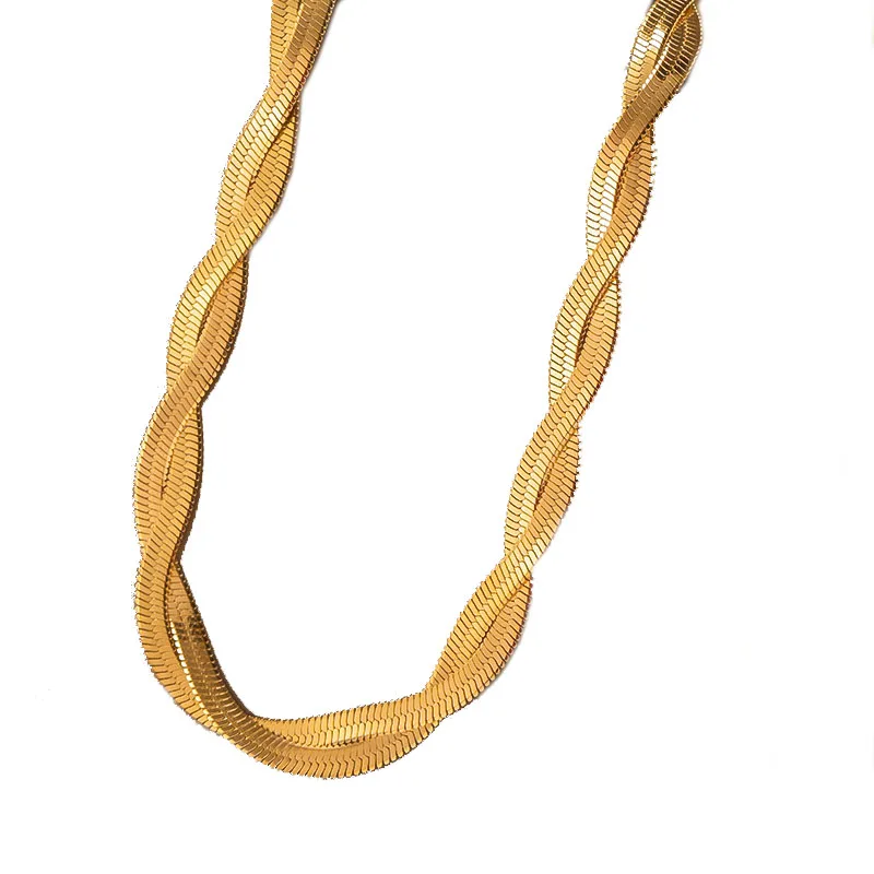 Stainless Steel Weave Snake Chain Necklace For Women Men Gold Color Unisex Collar Choker Party Trendy Jewelry Gift Wholesale