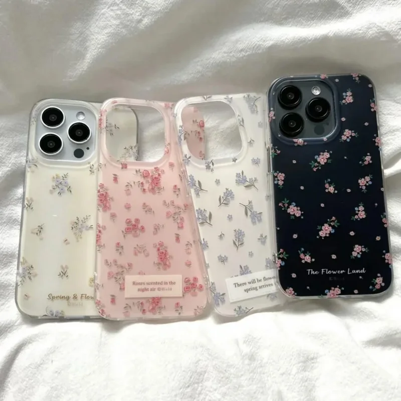 

White floral small clear phone case suitable foriPhone 16 Pro Max/15/14/13/12
