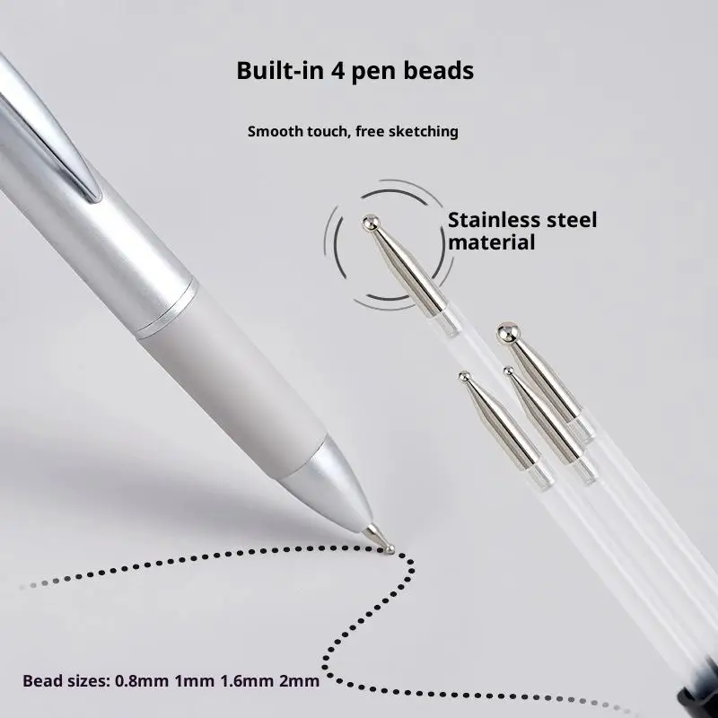 Bolígrafo para punteado de uñas 4 en 1, 0,8/1,0/1,6/2,0mm, herramientas para punteado de decoración de uñas en bolígrafo, diseño de punta para decoración de uñas, Kit de manicura con pintura de puntos