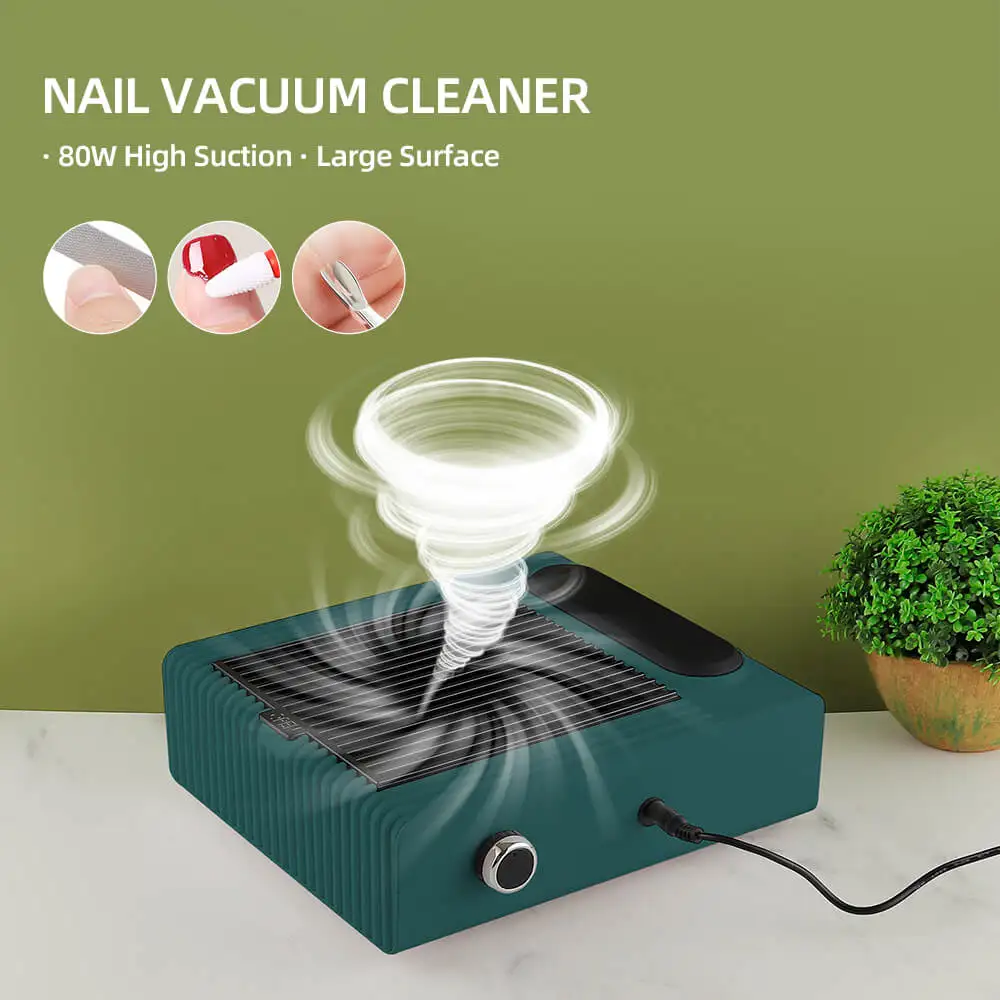 80W Strong Nail Vacuum Cleaner Manicure Machine Tools With Filter Nail Polish Gel Remover Dust Absorber Material Nail Collector