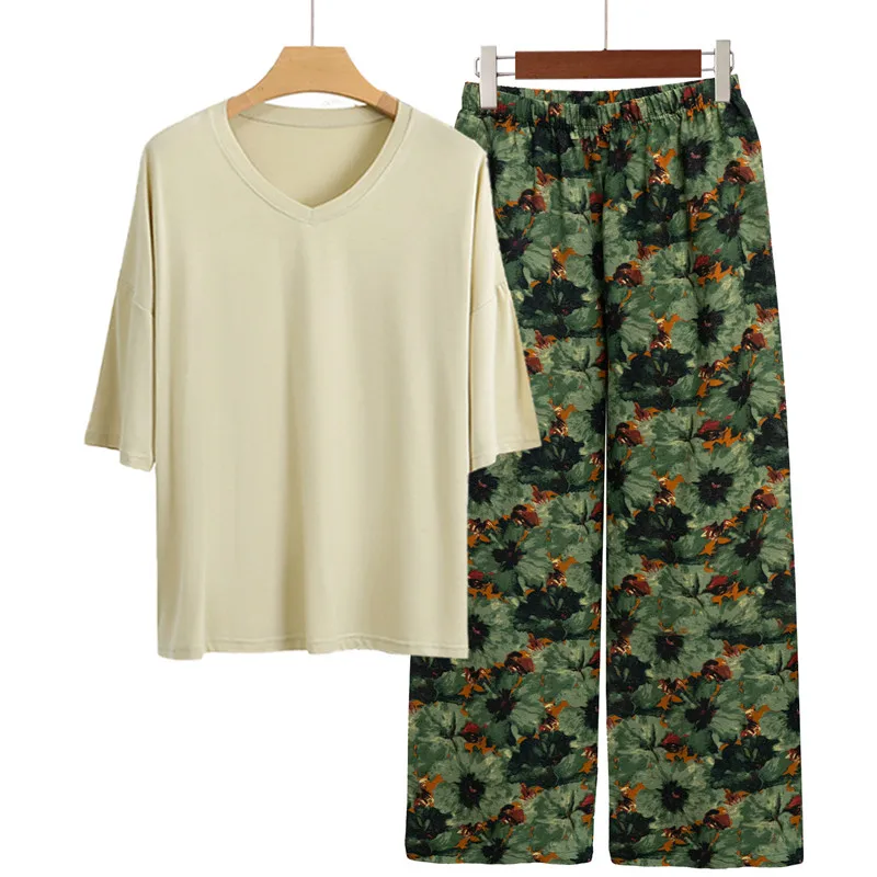 

Новый комплект домашней одежды для сна: женская пижама с коротким рукавом, повседневный комплект из 2 предметов, одежда для отдыха, весна-лето, модал, домашний костюм