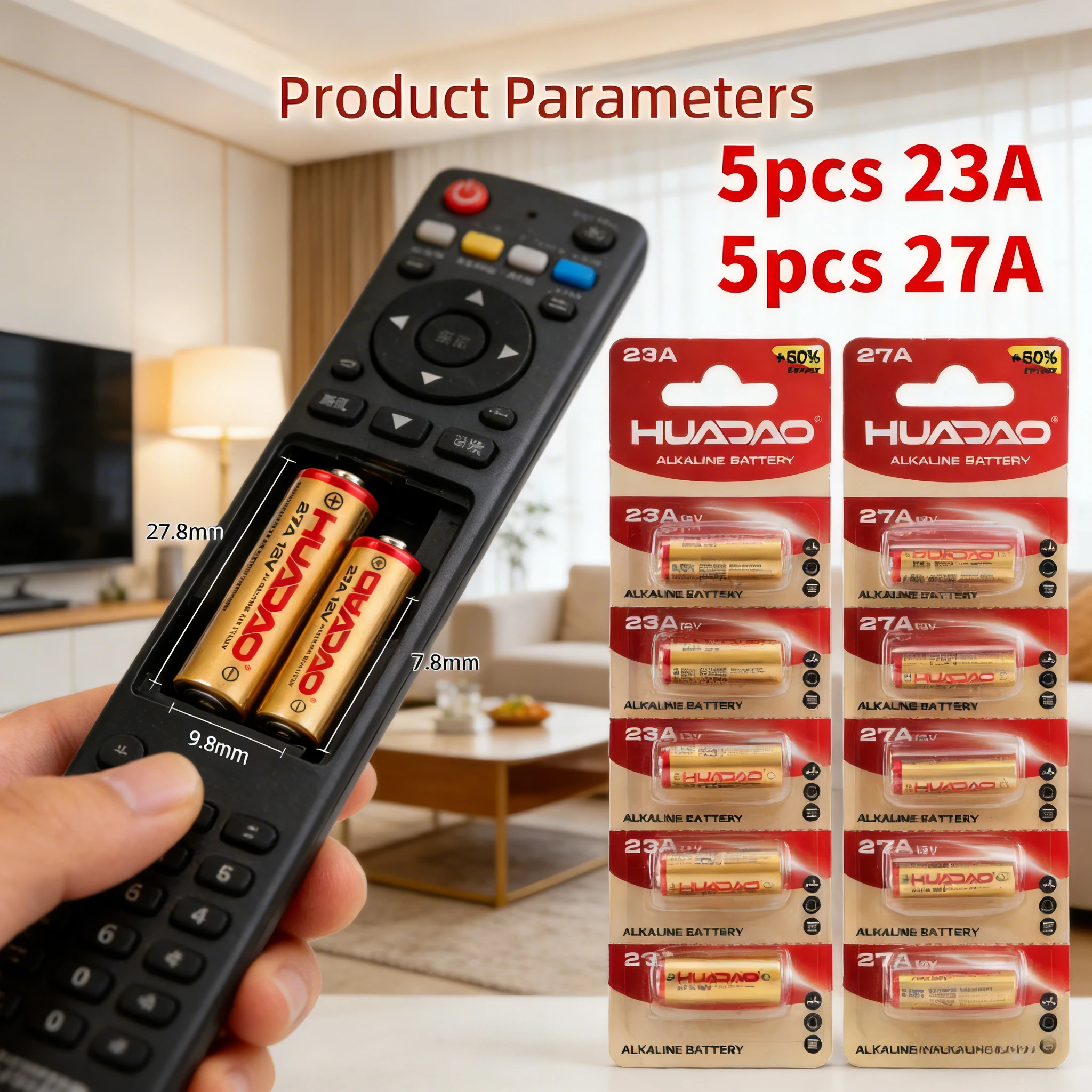 

Long Run Power Source12V 27A Alkaline Reliable Energy For Garage Opener Remote Alarm Flashlight Toys Multi-Pack A23 K23A Battery