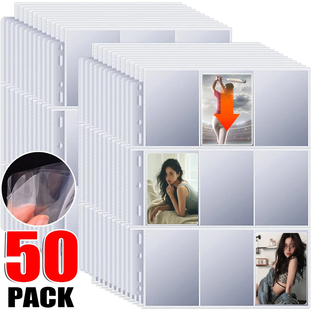 

Double-Sided Card Holder Pages Protective Sleeves 90-900Pockets Kpop Idol Photocards Card Sleeves Binder Sheets for Baseball