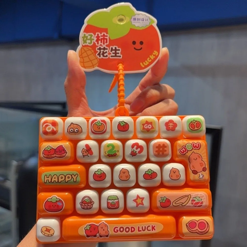 Pressable Keys 26 Keys Keyboard Keychain Decompression Cartoon Fruit Keycap Clicker Clear Key Sounds Plastic Fidget