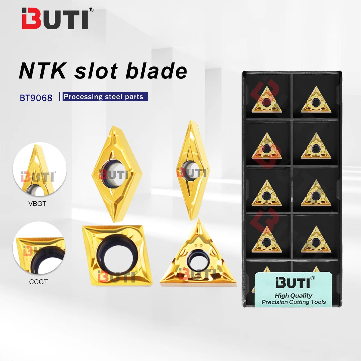 

VBGT110301-YL VCGT160402-YL CCGT060201-YL DCGT070201-YL TNGG160401-UL BT9068 CNC Lath Machining Steels Materials Turning Blades