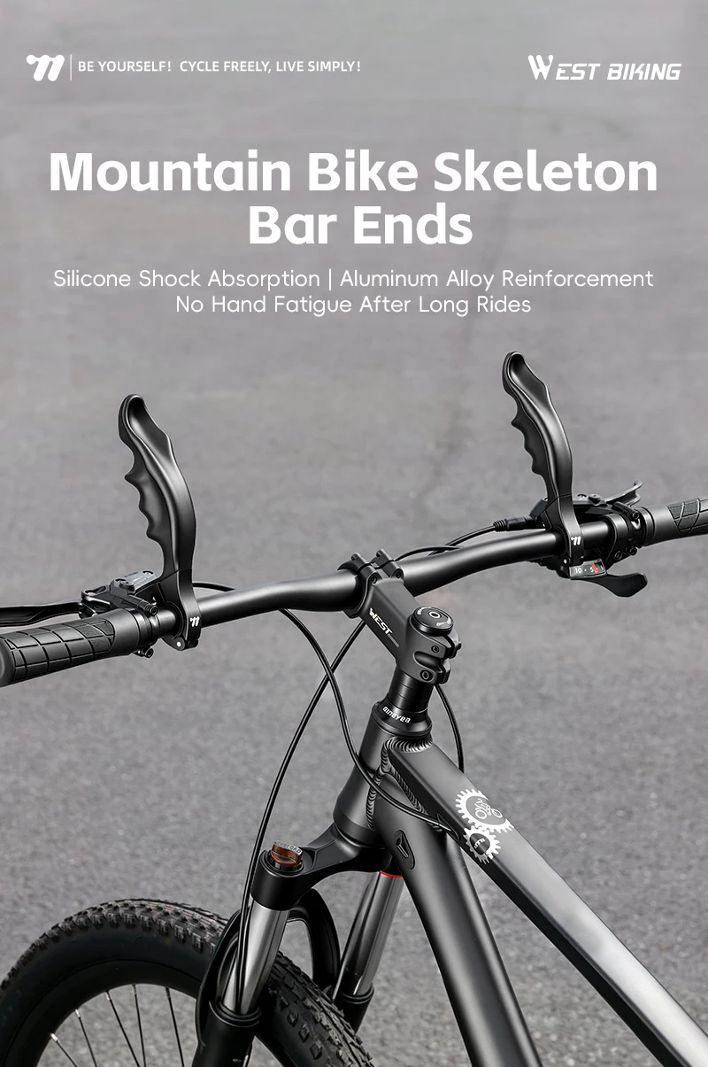 WEST BIKING Mountainbike Lenkerendstücke Ergonomische Stoßdämpfende Rutschfeste Aluminium-Lenkererweiterung Langstrecken-Lenkerzubehör – Detail 1