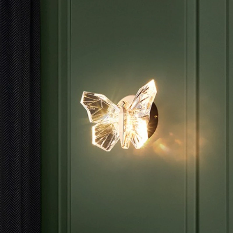 Luxury Butterfly Wall Lamps Home Decoration Salon Luminaria Simple Living Room Hallway Bedroom Bedside Lamps
