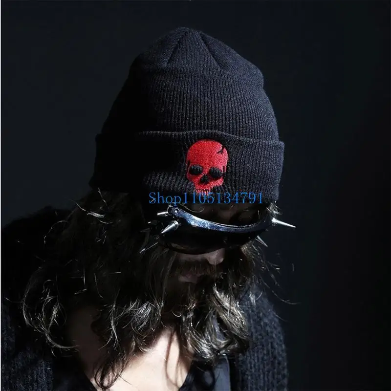 98km New Warm Unisex Beanie Hat with Skeleton Embroidery Winter Outdoor Sport Hat