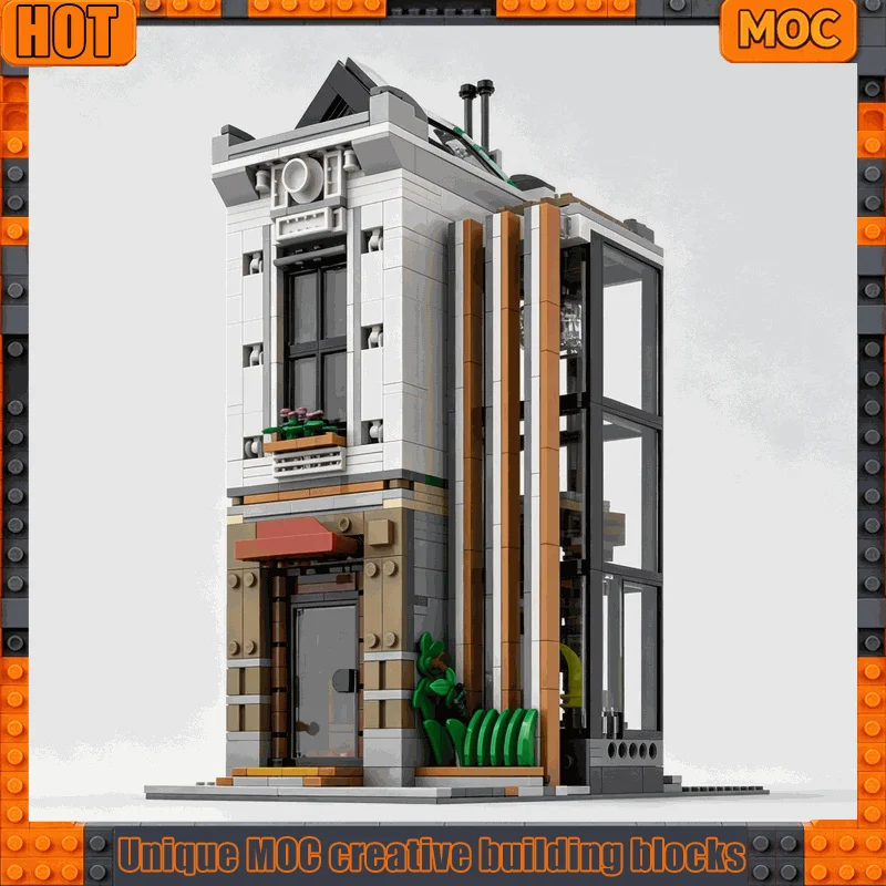 868PCS MOC Urban Music Record Store Building Model Architecture DIY Assembly Educational Toy Creative Collection Display Gifts